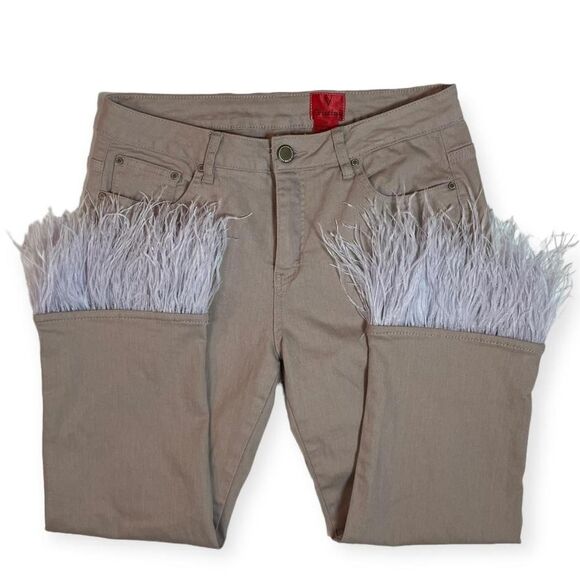 Vintage feather trim pants - Picture 1 of 4